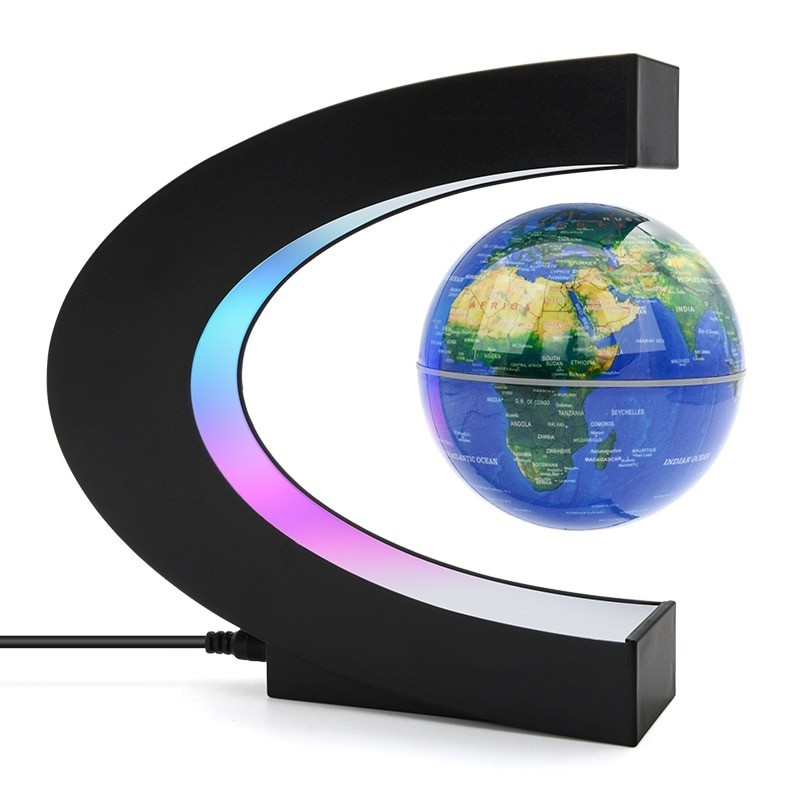 Magnetic Levitation Floating World Map Globe with C Shape Base, Floating Globe
