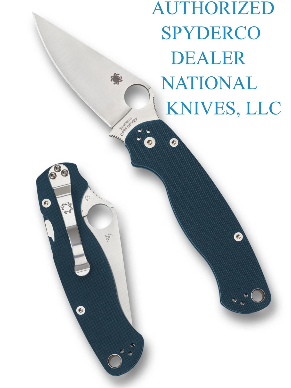 Spyderco Paramilitary 2 Knife Satin Plain Edge SPY27 Blade Blue G-10 C81GPCBL2
