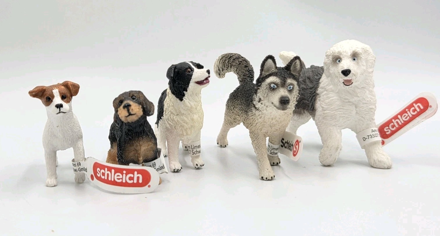 Lot Of 5 New Schleich Dogs Assortment Terrier Husky Dachshund Collie Sheep Dog