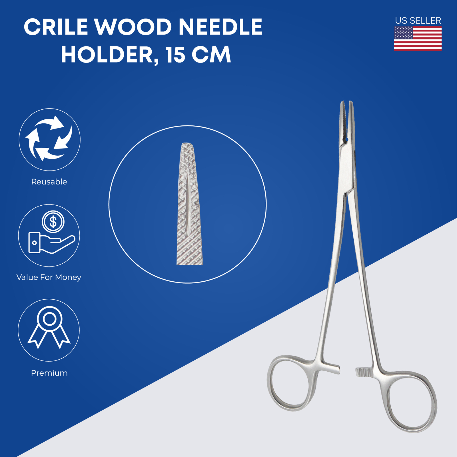 Crile Wood Needle Holder 15 cm Stainless Steel Surgical Instruments German Grade