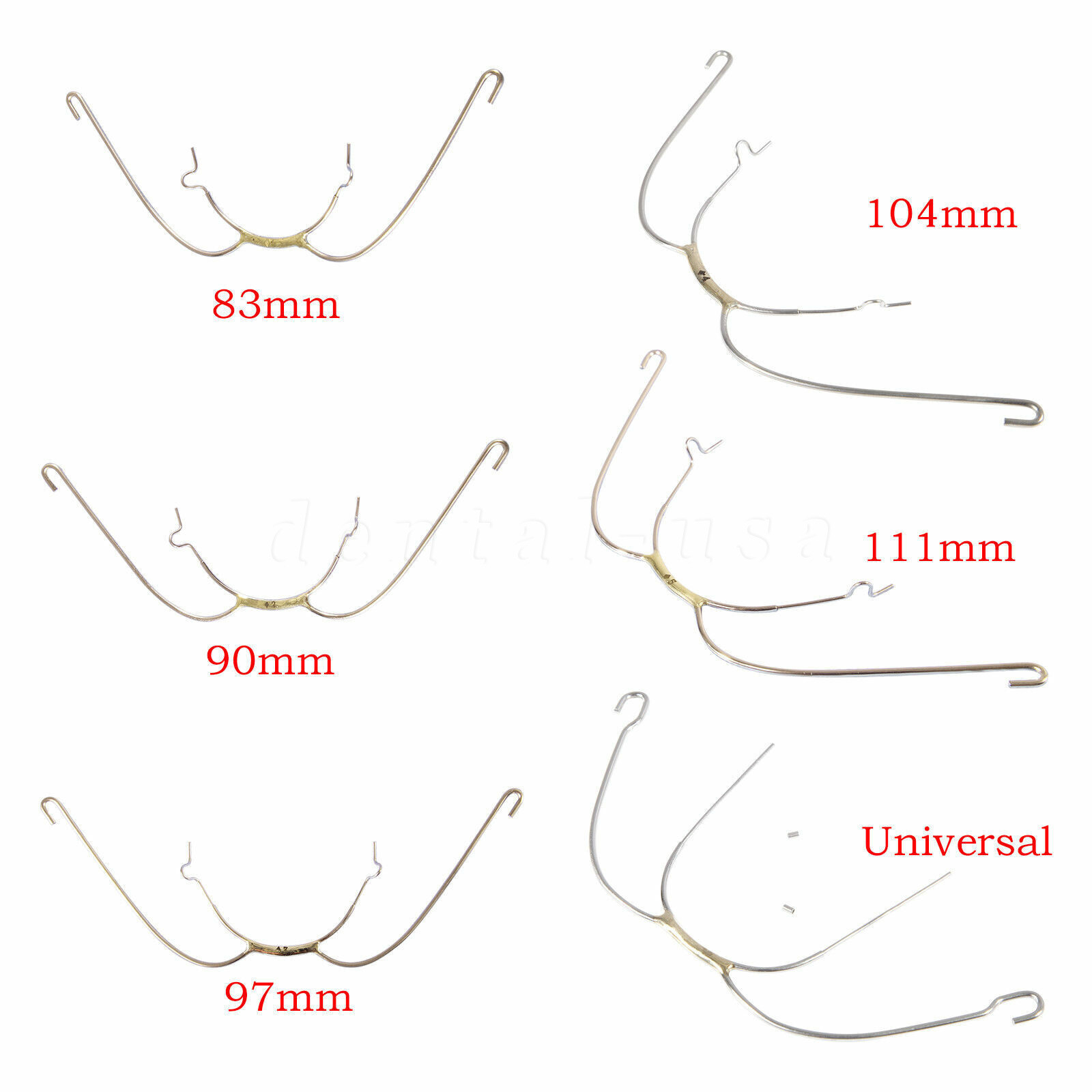 Dental Orthodontic Extraoral Face Bow with Cuspid Hook 6 Sizes