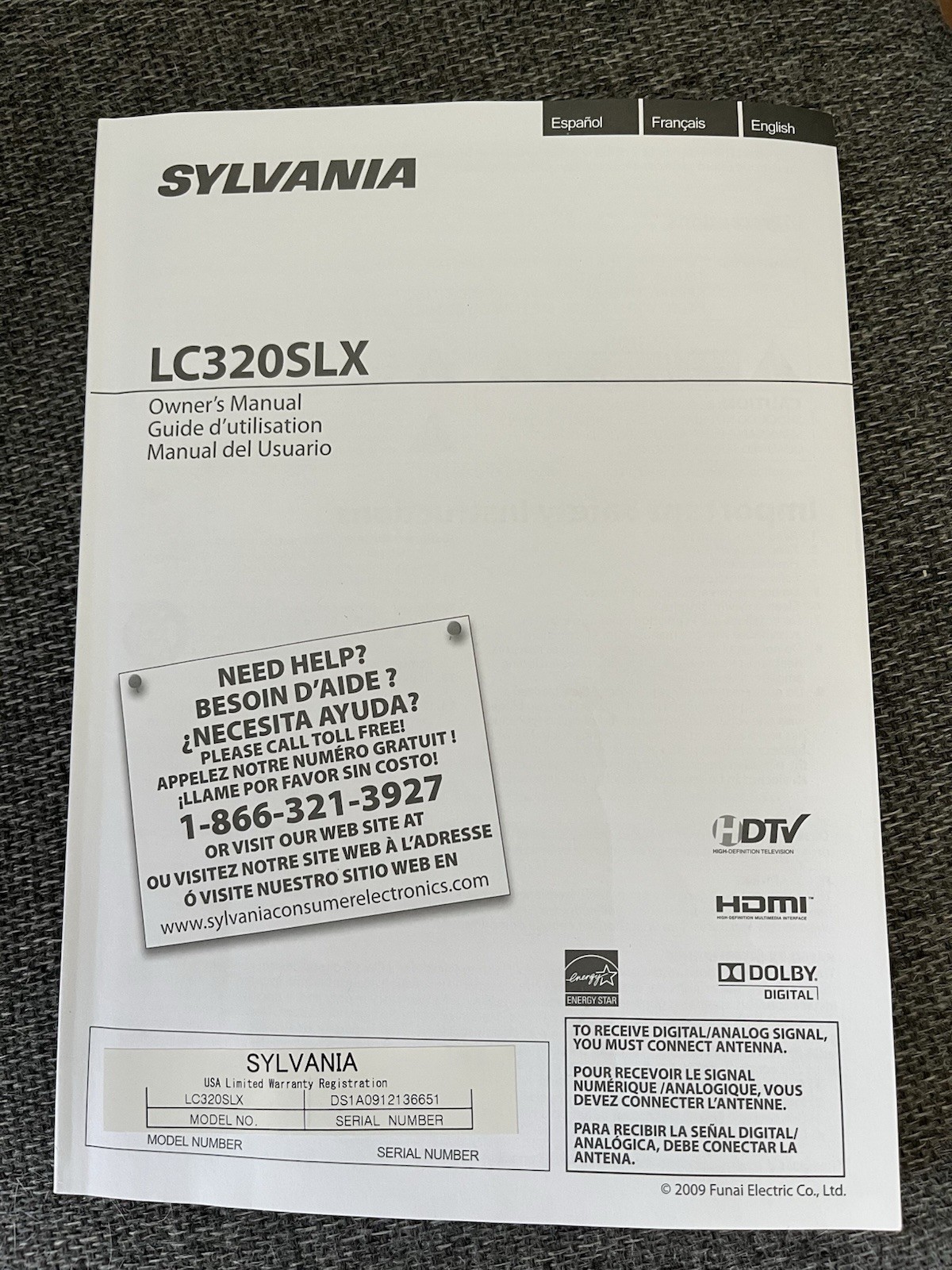 Sylvania Owners Manual LC320SLX