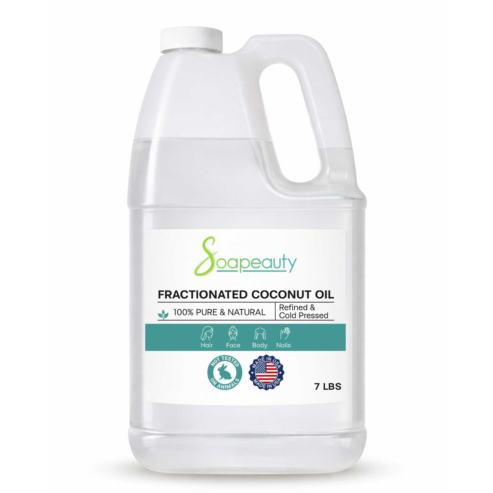 Fractionated Coconut Oil 100% Pure & Natural Cold Pressed 7 lbs by Soapeauty