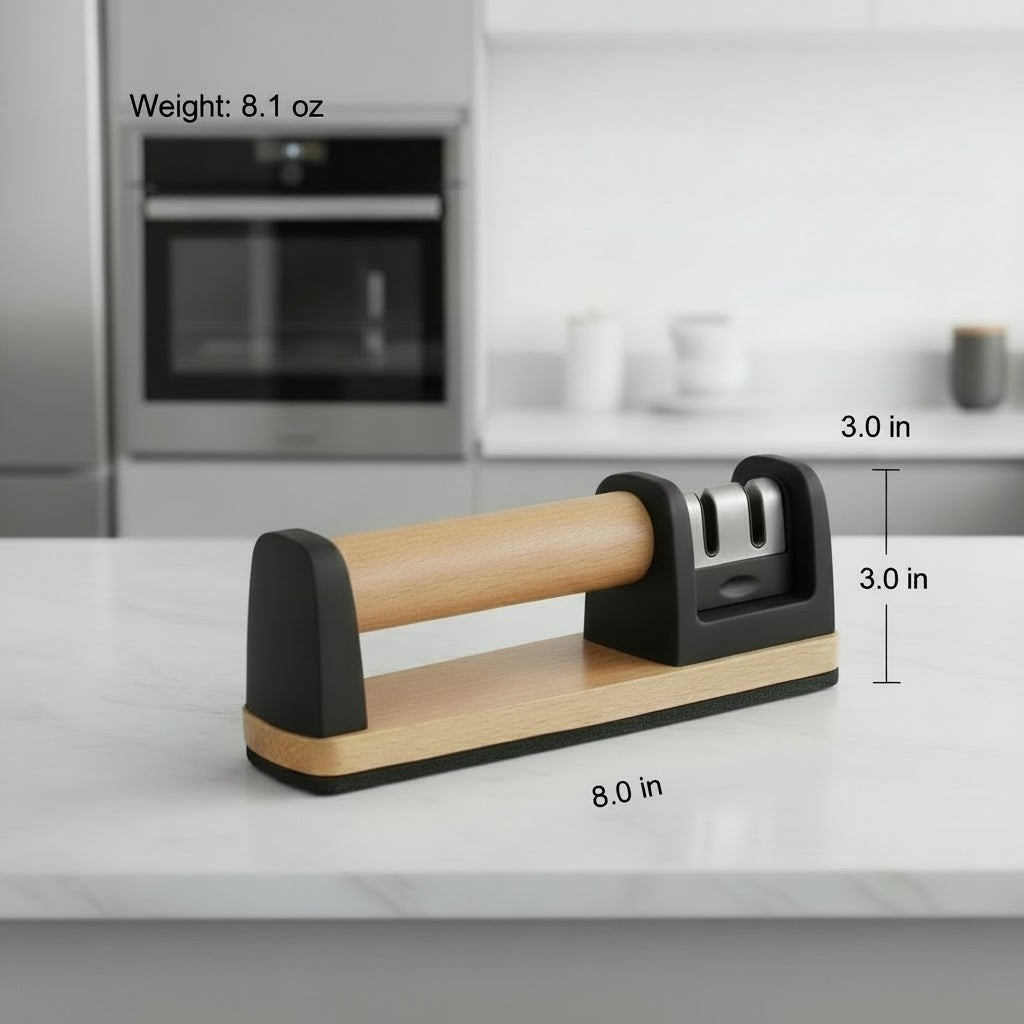 Two-Stage Knife Sharpener with Wooden Handle