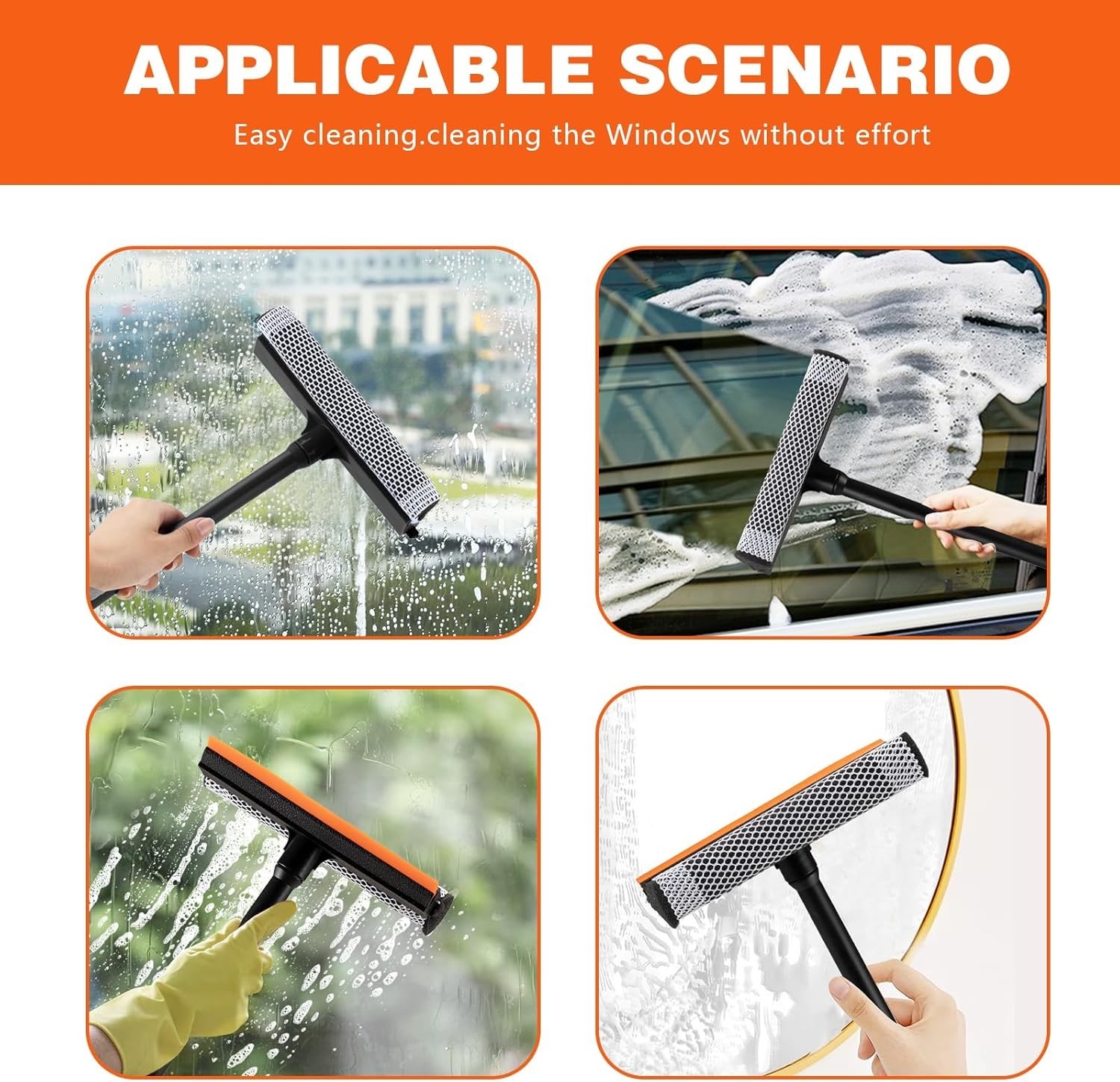 Window Squeegee for Cleaning, Window Cleaner Tool for Car Windshield 2 in 1
