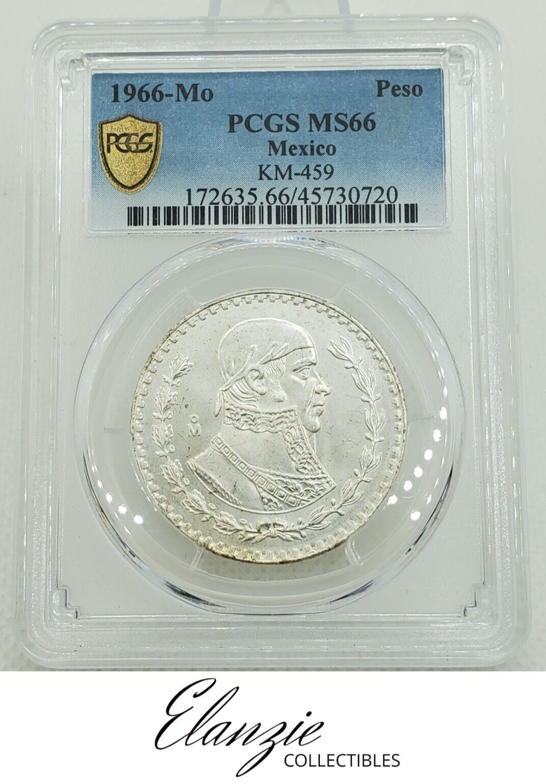 1966-Mo Mexico 1 Peso Silver Coin PCGS MS66 PCGS POP of 187, only 30 higher