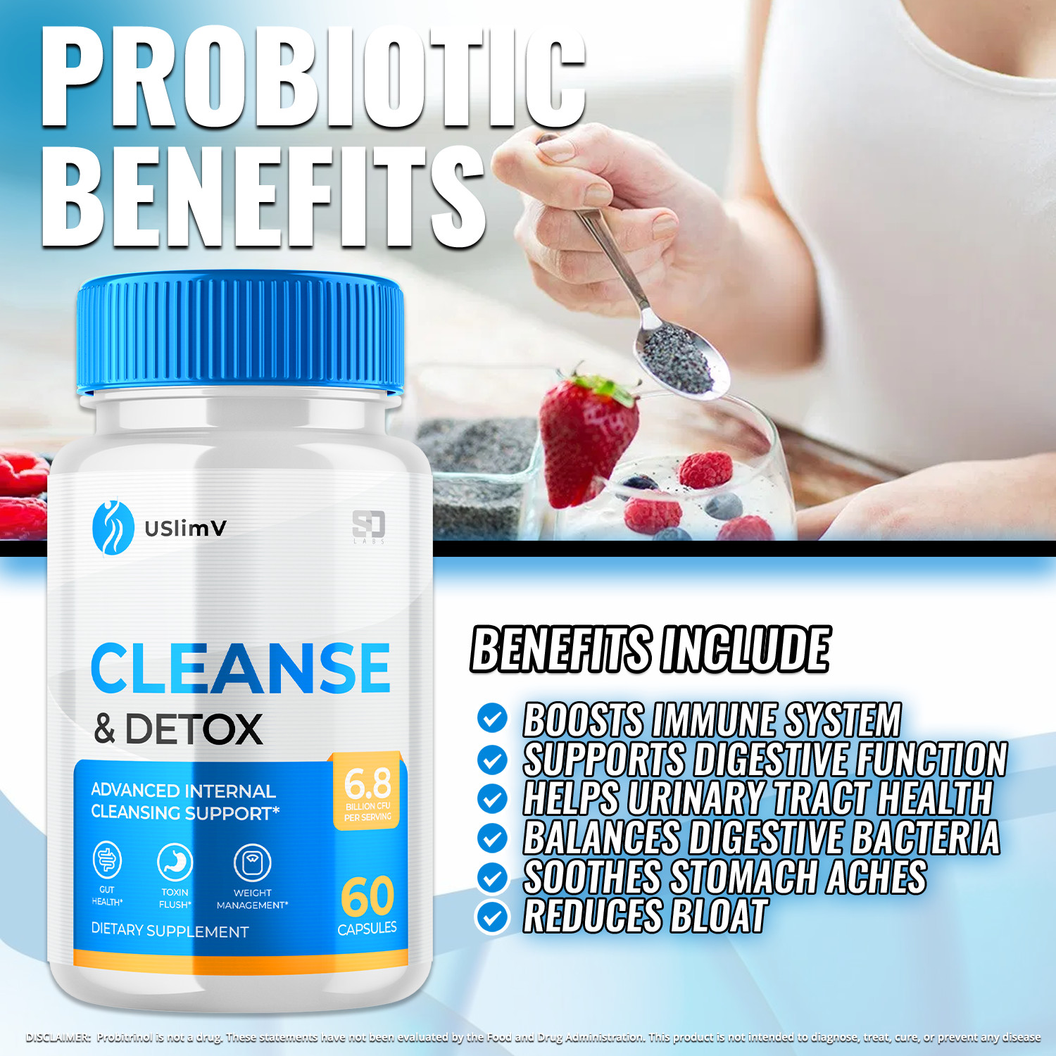 USlimV Cleanse and Detox Advanced Formula Cleansing Support Pills (60 Capsules)