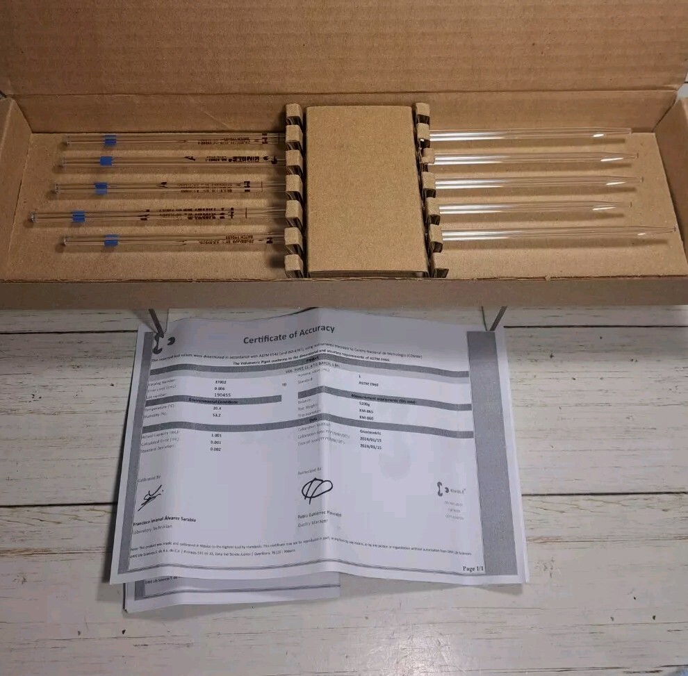 Volumetric Pipette Class A, LG-9350-101  Color-Coded, 1mL 5 Pack