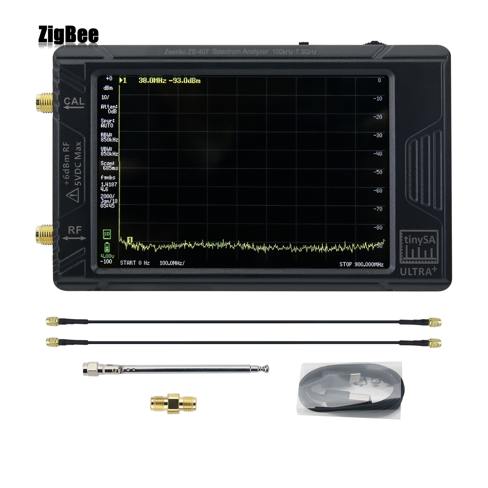 New TinySA Ultra+ ZS-407 Spectrum Analyzer 900MHz-7.3GHz Ultra-wide Frequency