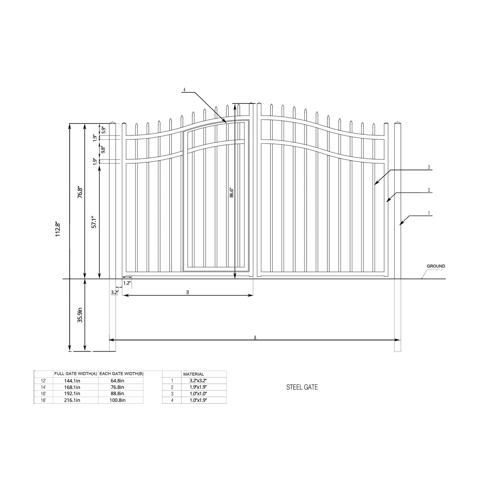 ALEKO Steel Dual Swing VIENNA Style 12' Driveway with Built-In Pedestrian Gate