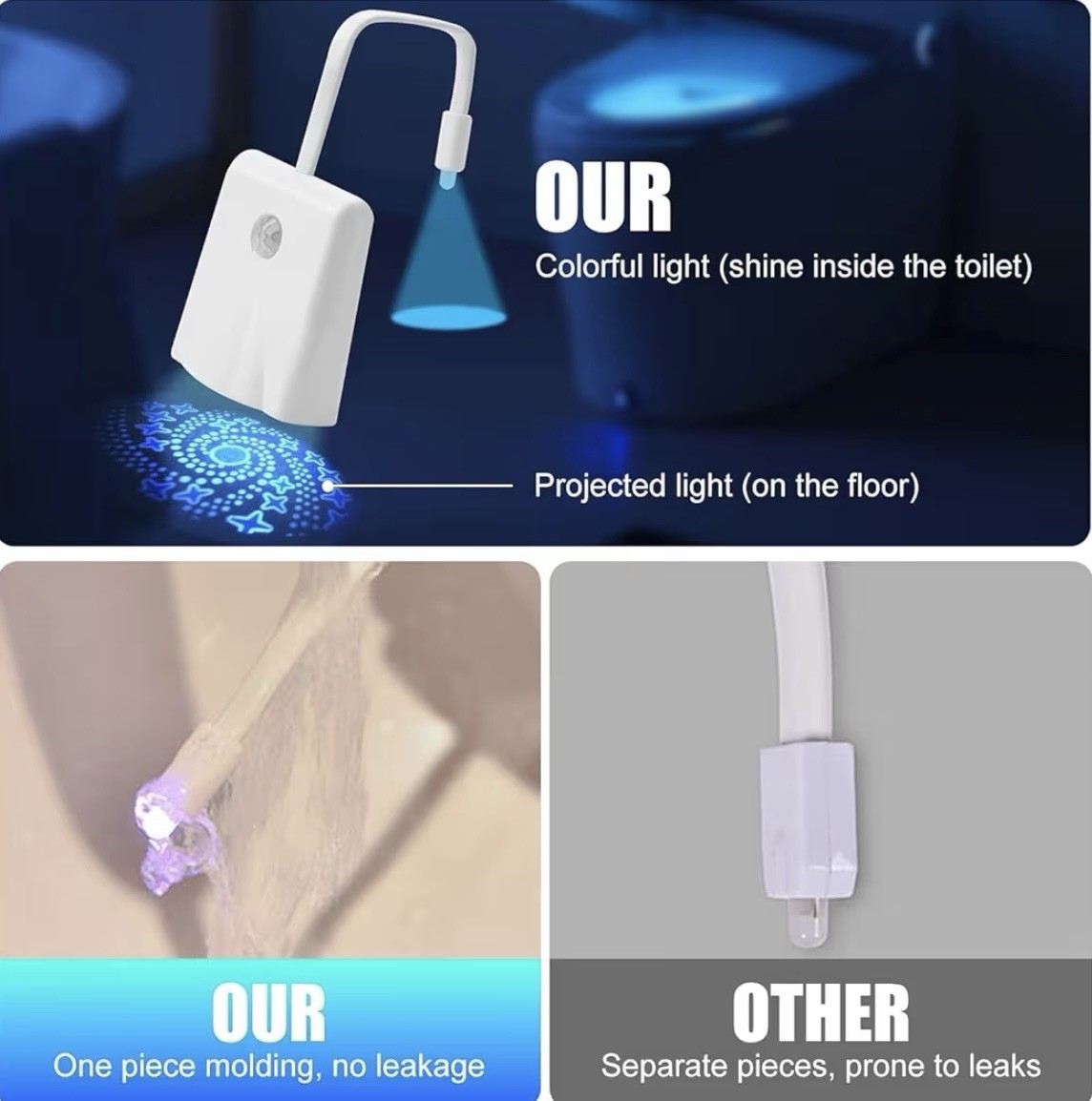 2 pack Toilet Light Motion Sensor, 16 Colors LED with Star Projection Light
