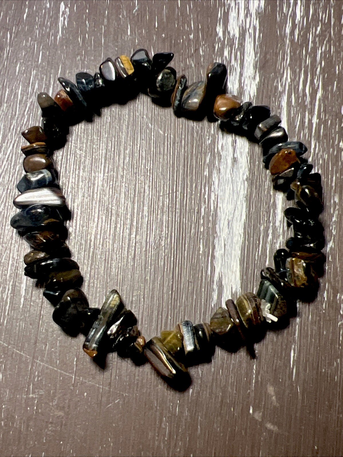 FALCON’S EYE CHIP GEMSTONE NATURAL BEADS STRETCH BRACELET