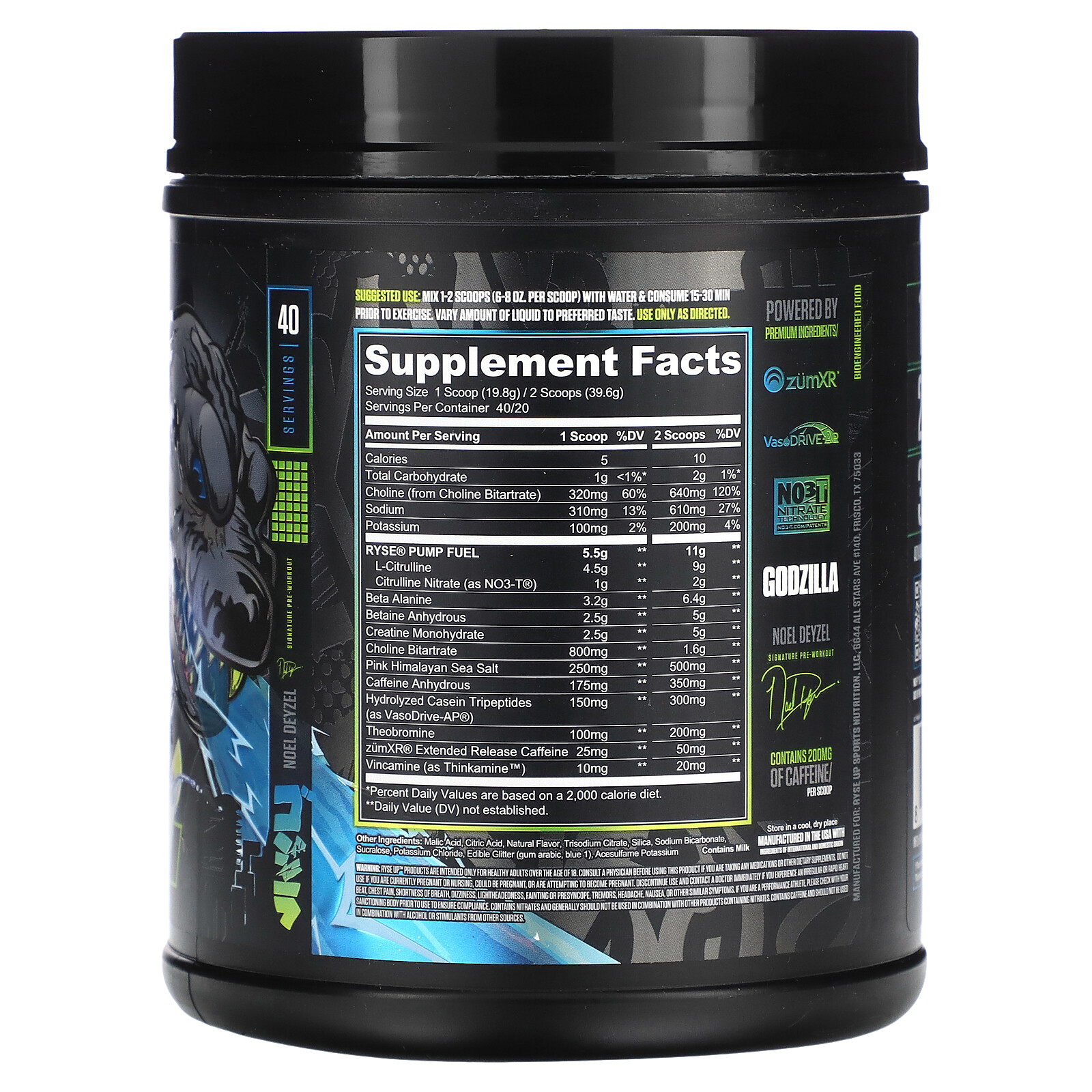 RYSE Godzilla Pre Workout Monsterberry Lime Exp: 02/2025 NO REFUNDS