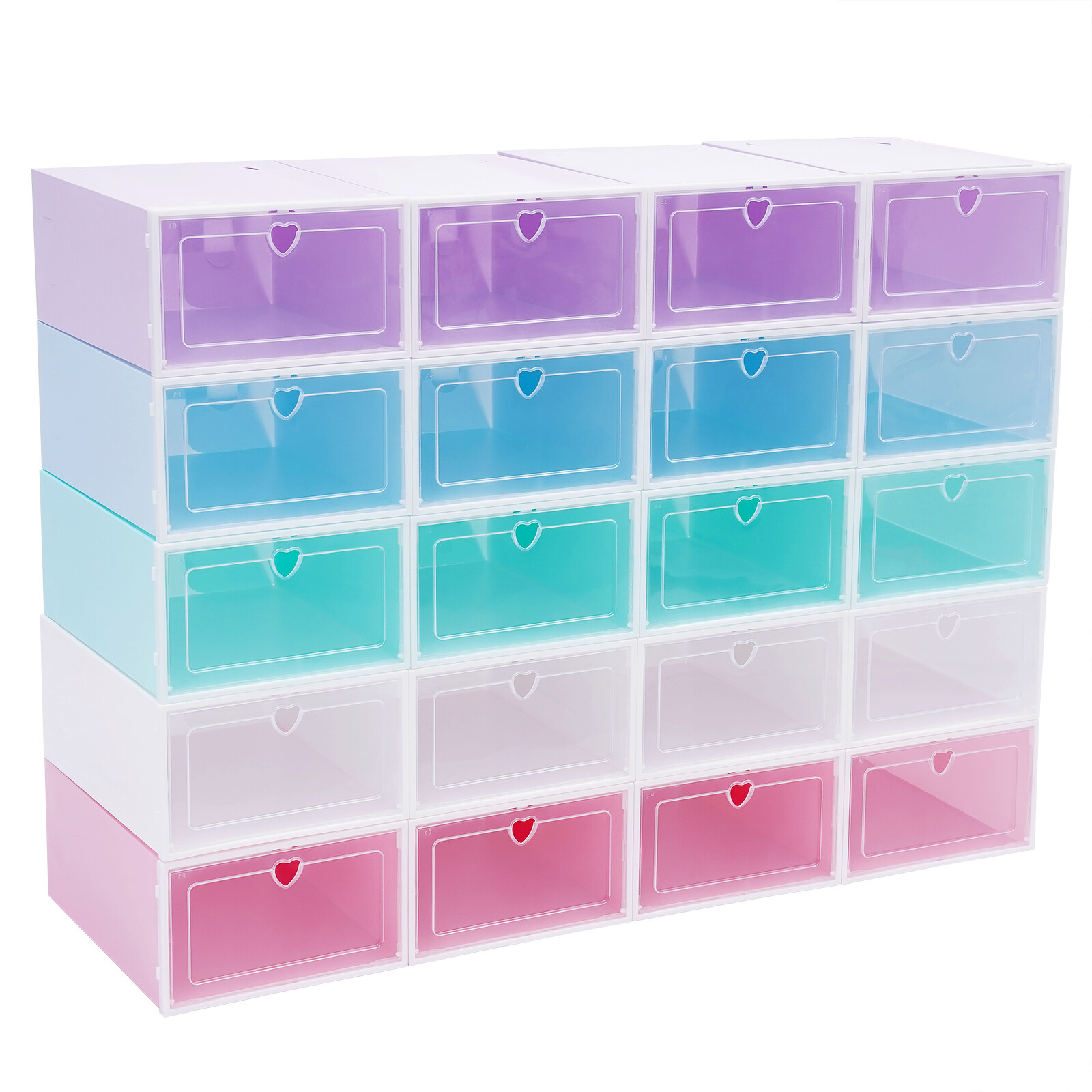 20 Pack Shoe Storage Box Stackable Sneaker Container Foldable Organizer Home
