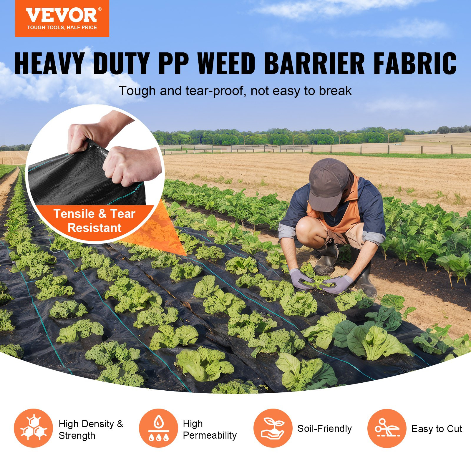 3FTx50FT Premium Heavy Duty Weed Barrier Landscape Fabric