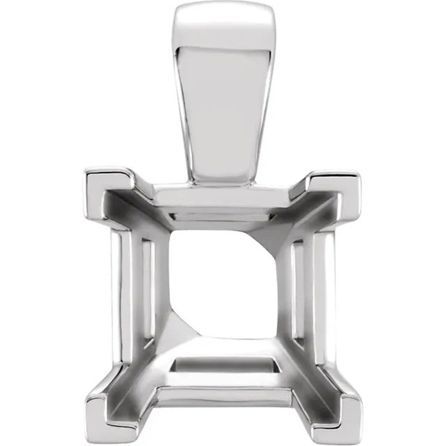 Pendant Setting Princess Cut in Solid 14K White Gold 4 Prong V End Mounting USA