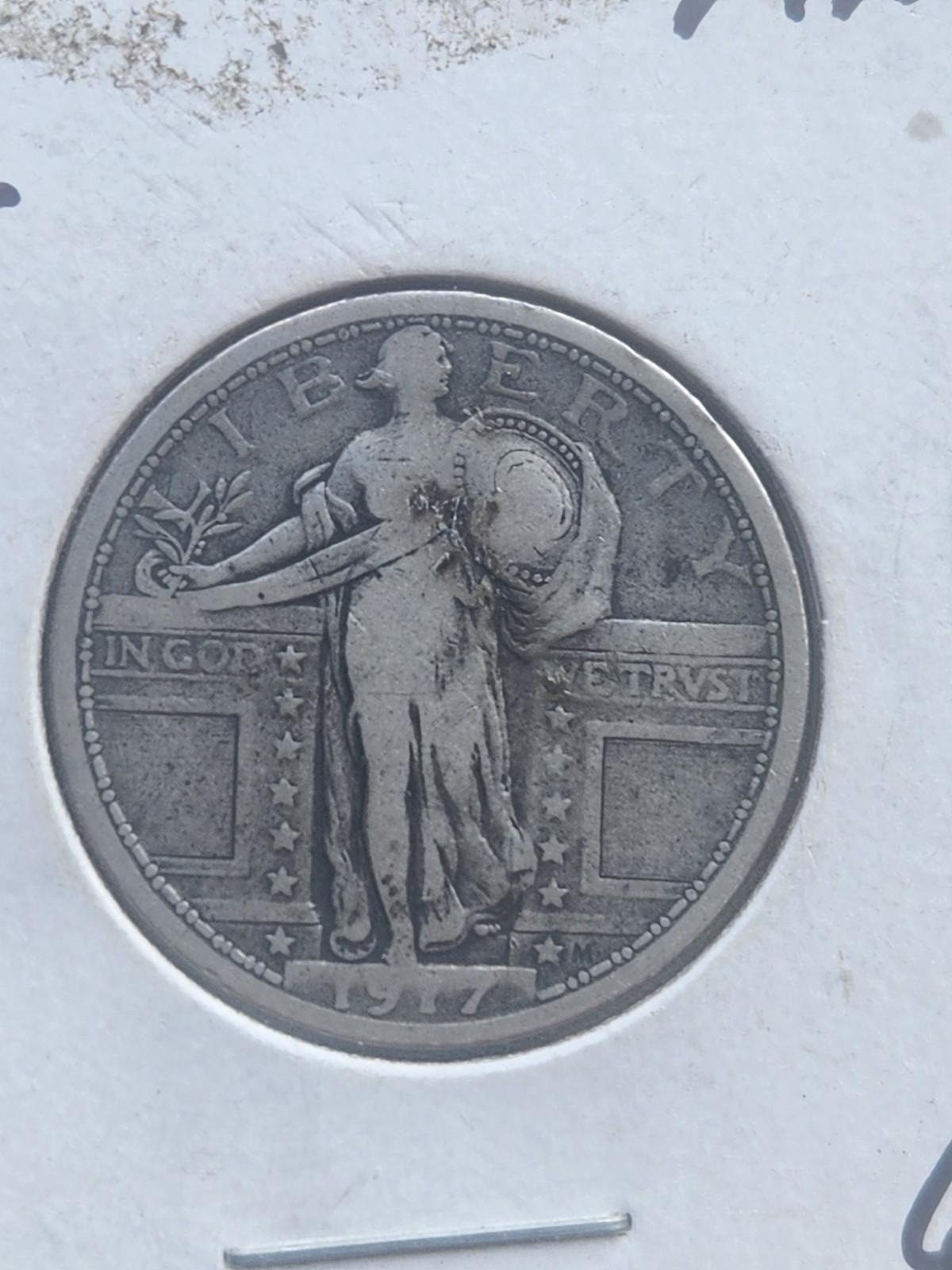 1917 Standing Liberty Quarter Type 1 – No Stars Below Eagle – Fine - Better date