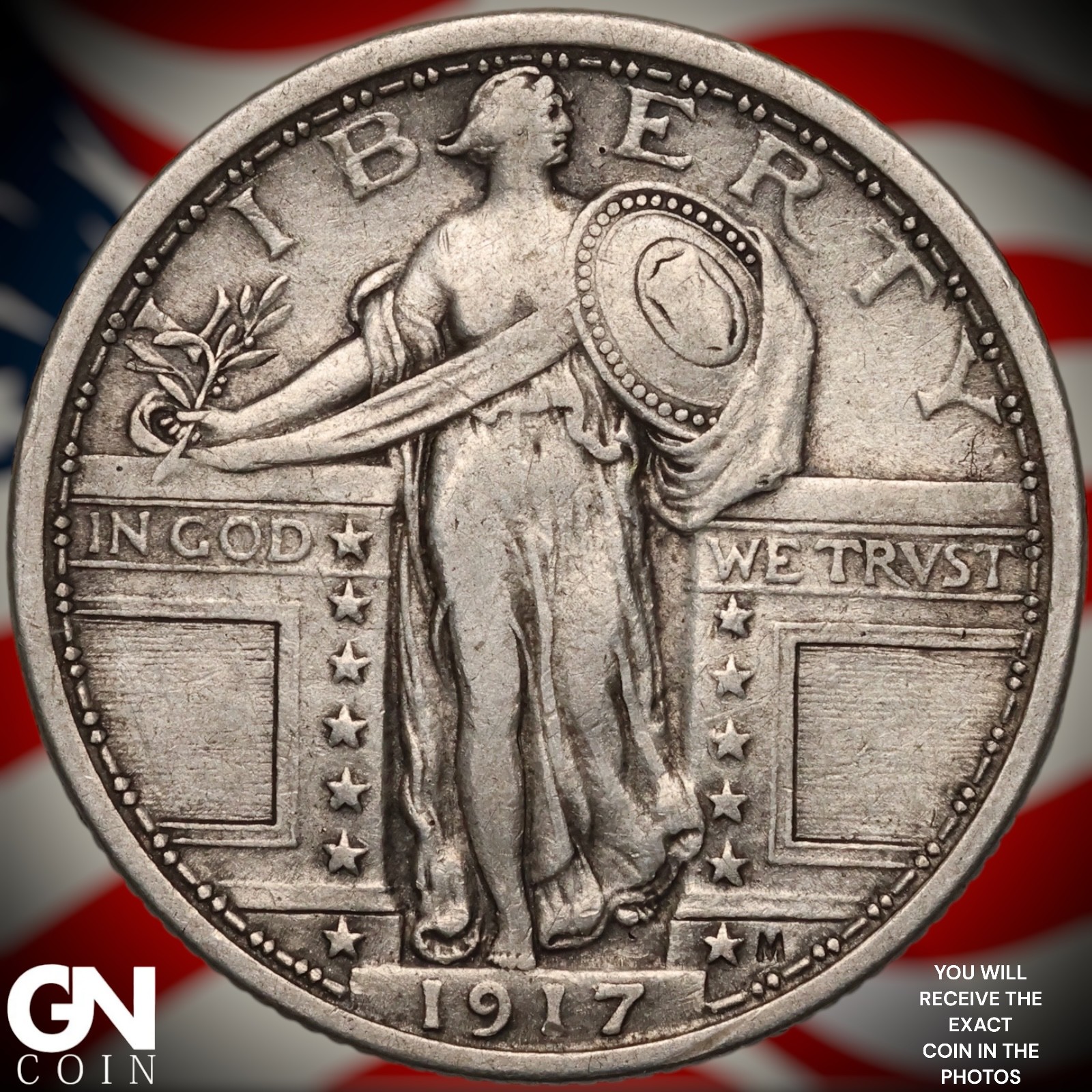 1917 P TYPE 1 Standing Liberty Quarter B1848