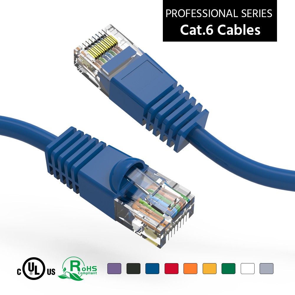 8Ft CAT6 UTP Ethernet Network Booted Cable Blue