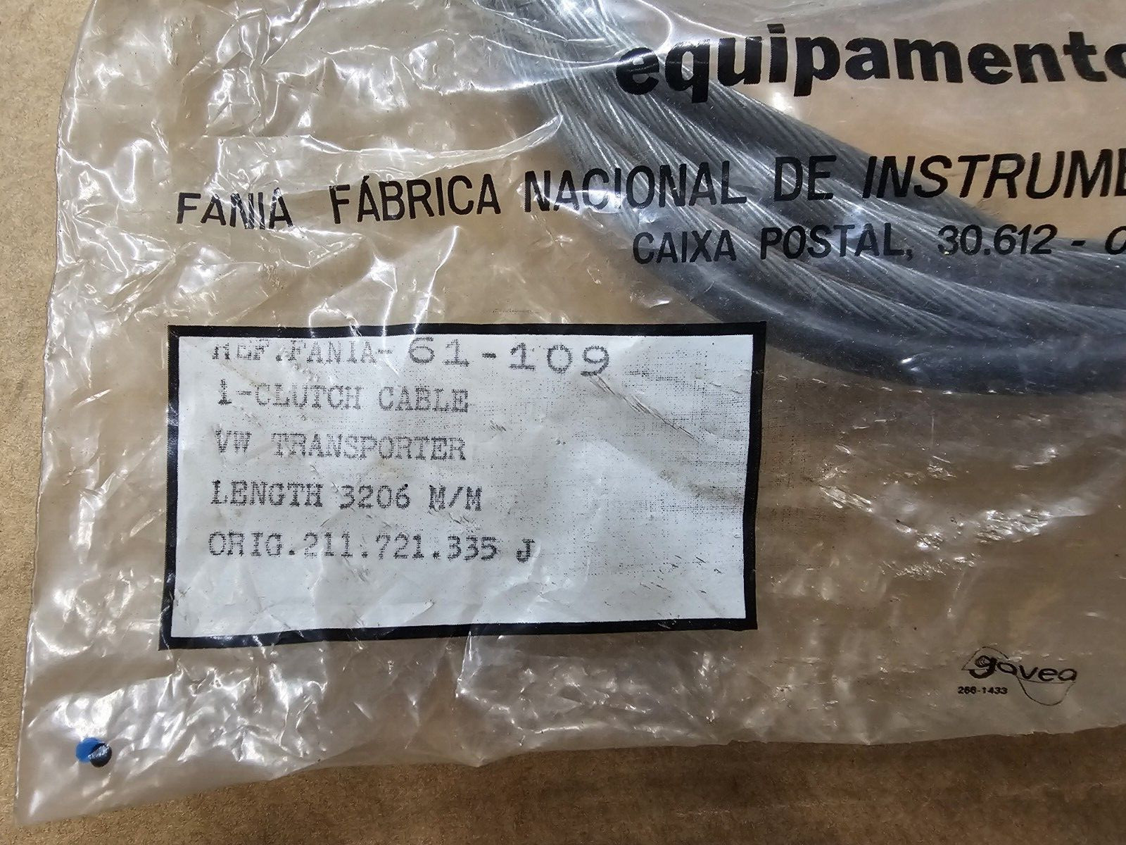 Fania 211721335J  Volkswagon TypeII,Bus,Kombi,Transporter Clutch Cable New Old S
