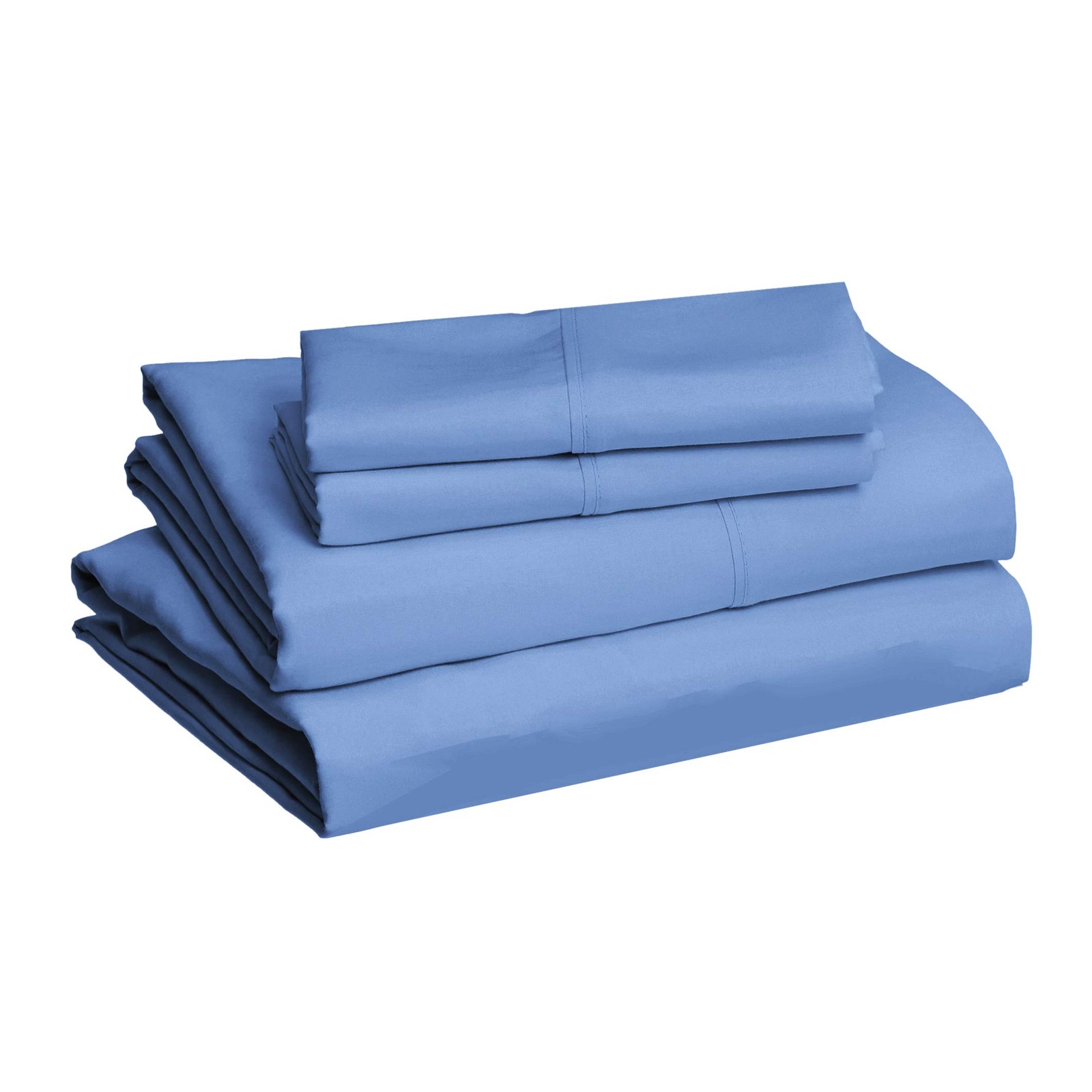 Amazon Basics Bed Sheet Set Full Dutch Blue Solid 4-Piece Microfiber 14-Inch