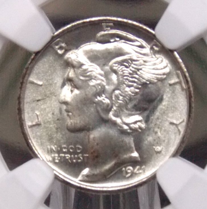 1941 "S" Mercury SILVER Dime 10c NGC MS67 FB #002 *FULL BANDS* Gem BU ECC&C, Inc