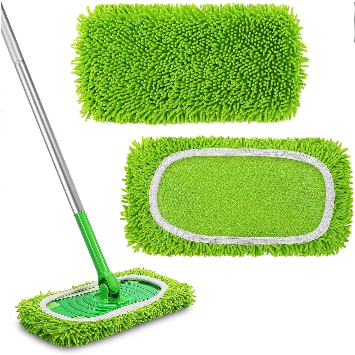 2 Pack Reusable Microfiber Wet Mop Pads and Dry Sweeping Cloths Replacement