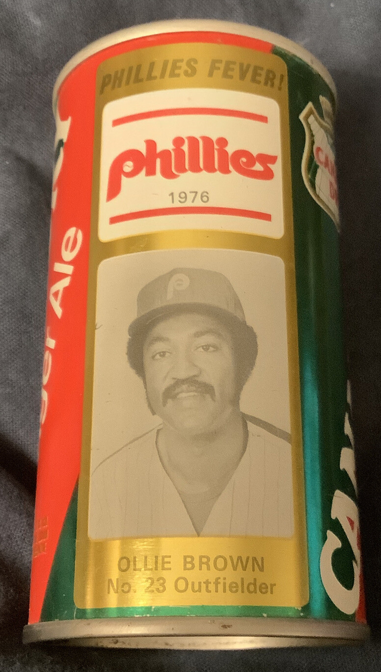 OLLIE BROWN 1976 CANADA DRY GINGER ALE SODA CAN PHILADELPHIA PHILLIES FEVER #23