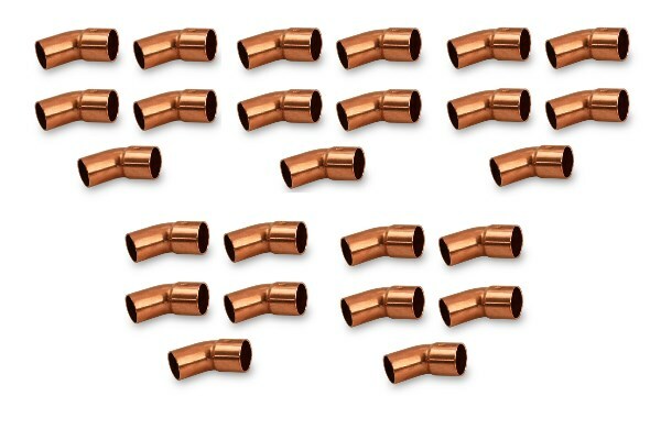 3/8" HVAC Copper Street 45 CxC , W03312 - Pack of (25)