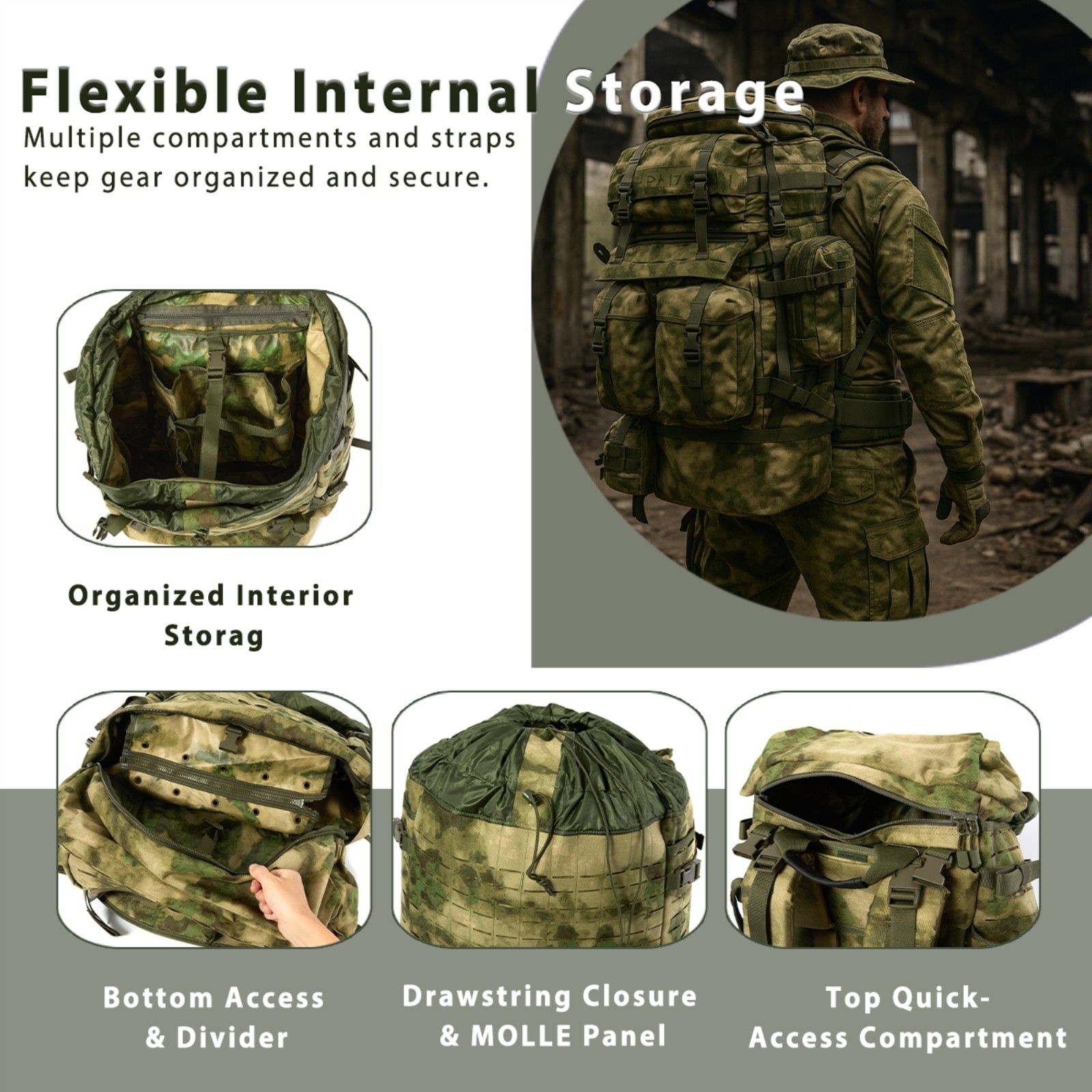 FILBE Rucksack Full Kit FG Camo Main Assault Hydration Carrier + ABS Frame