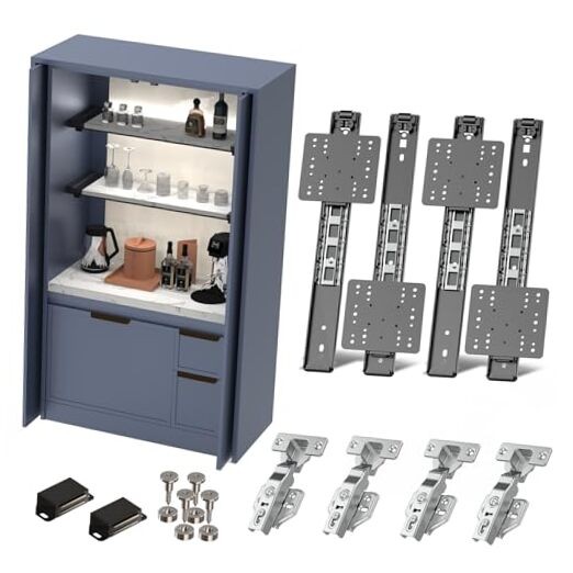 16" Cabinet Pocket Door Slide Hinge KitPCS for Inset Application, 16"/400mm 4