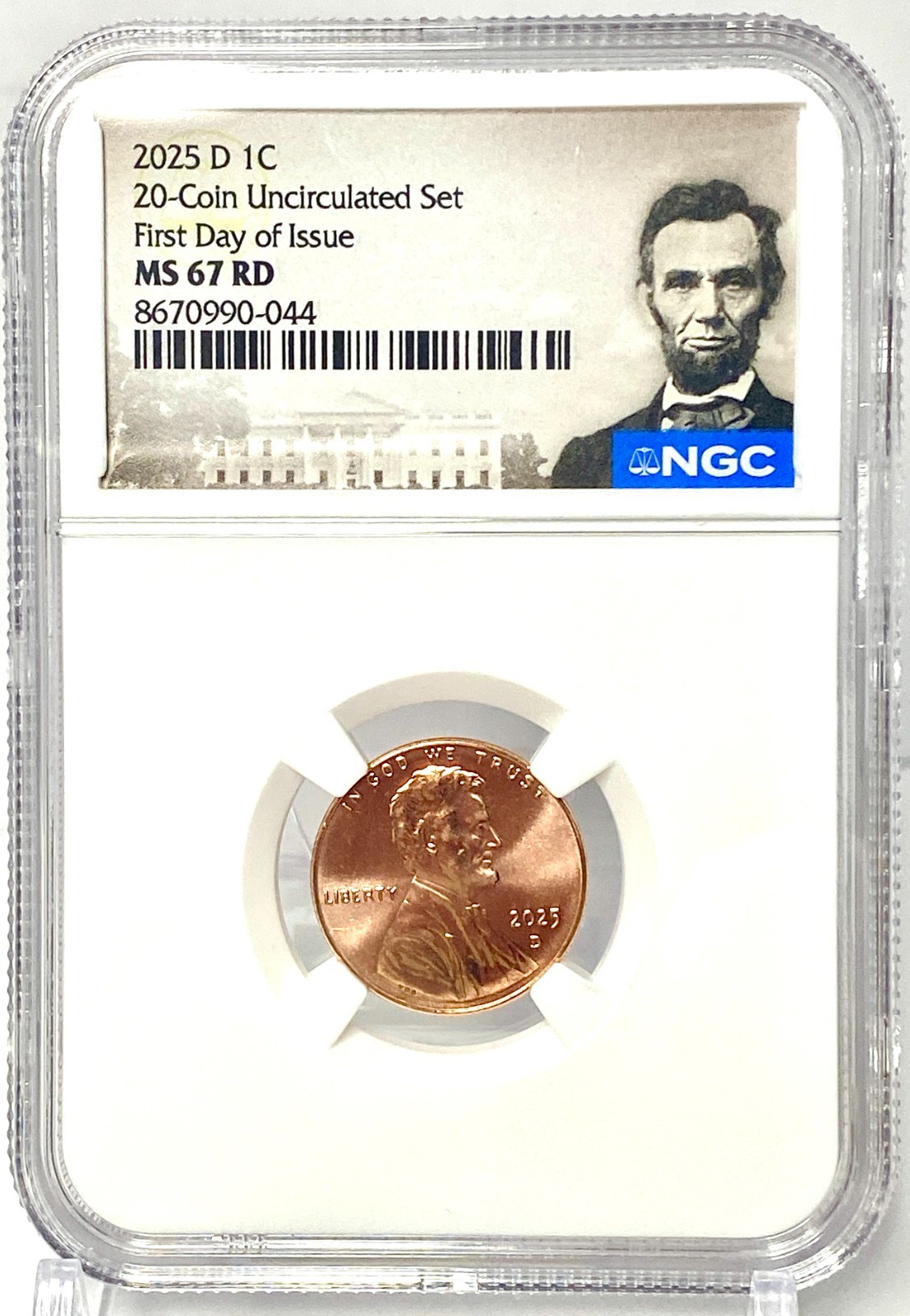 2025 D 1C Penny Abraham Lincoln Shield Cent NGC MS67 RD Red  FIRST DAY ISSUE