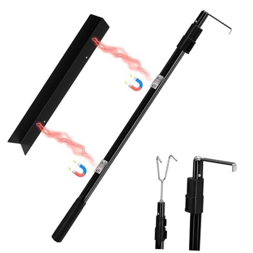 6.9 Ft Magnetically Mounted Truck Cargo Grabber Reach Tool, Magnetic Black