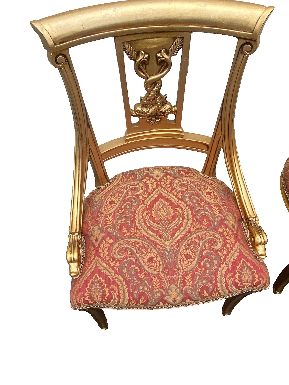 66455 Pair Custom Hand Made Decorator Chair s with Fish Figures.