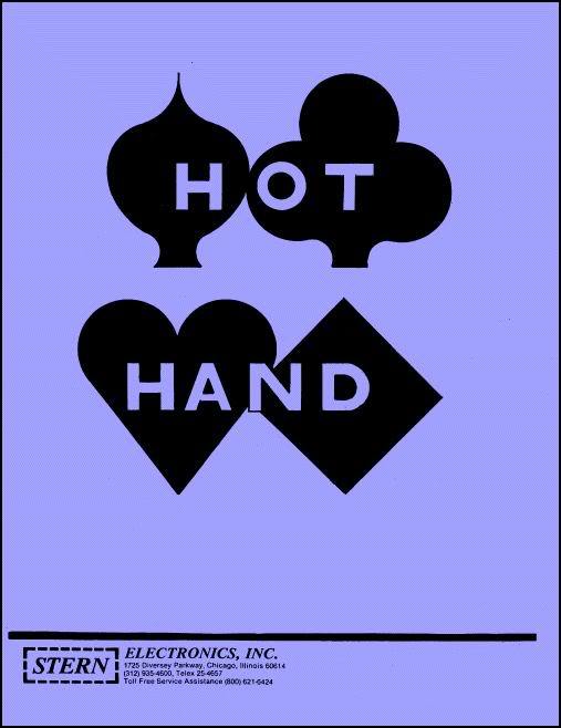 Hot Hand Pinball Game Operations/Service/Repair/Troubleshooting Manual STERN vB