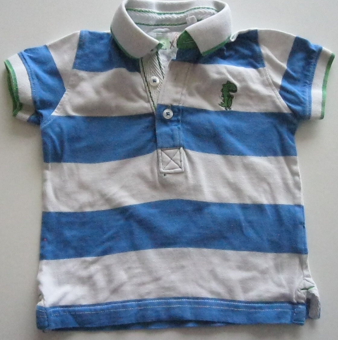 Next Blue / White Striped Polo Shirt. Age 6 - 9 months.