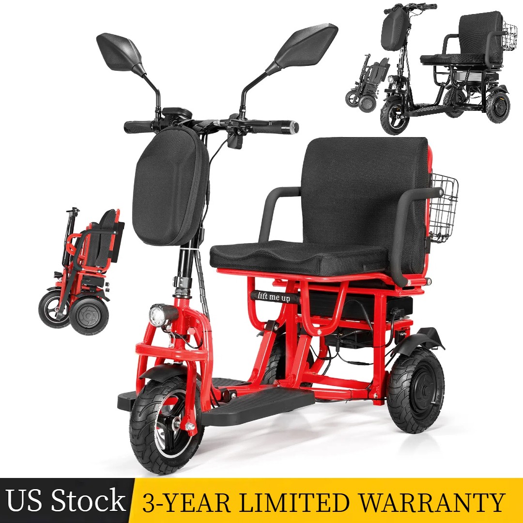 700W 3-Wheel Foldable Travel Mobility Scooter 4-Speed w/ An Additional Battery