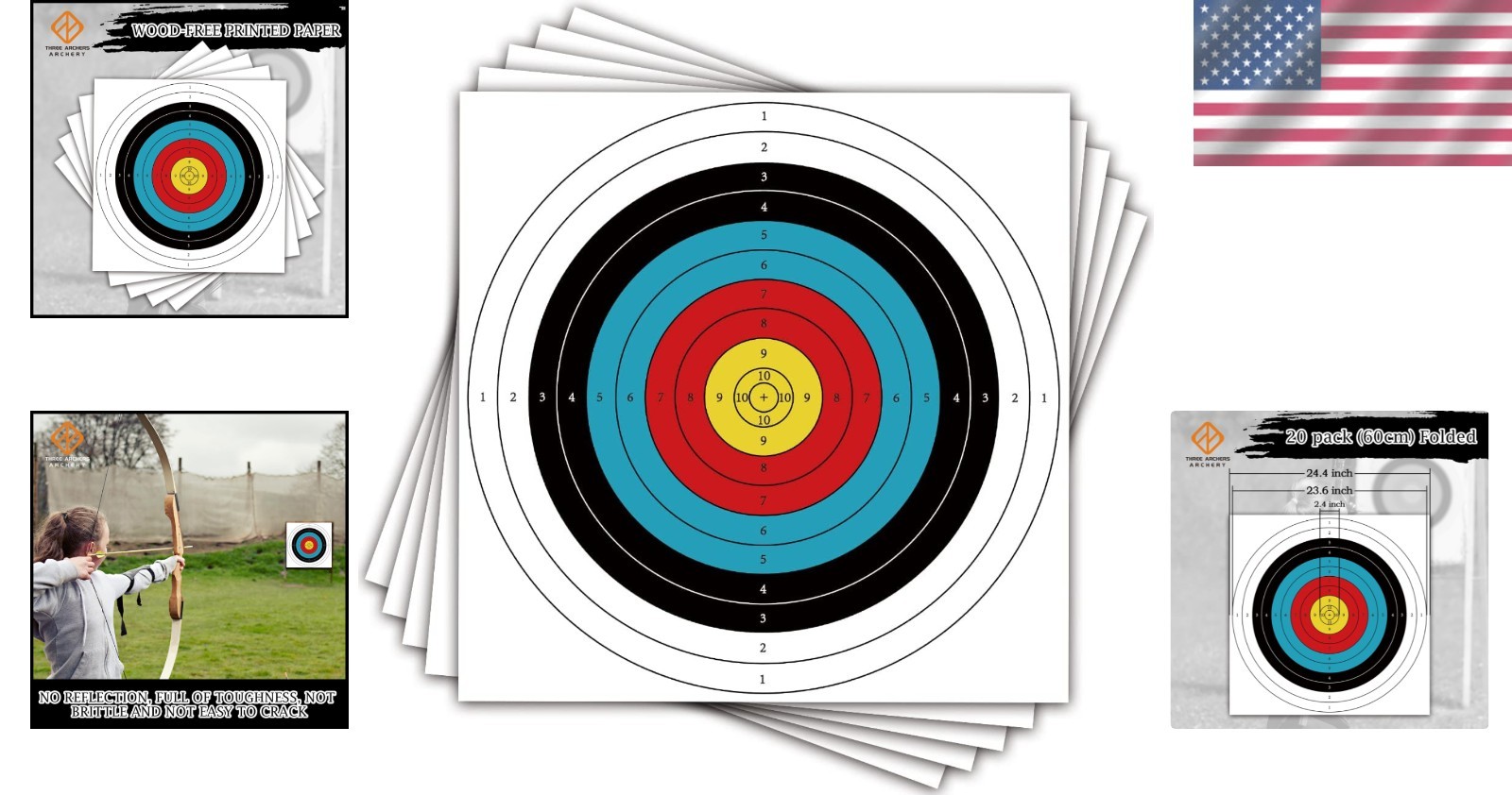 Cost-Effective Archery Target Paper – 20pcs, Ideal for Training and Competitions