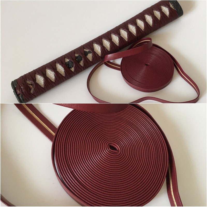 4M Leather Ito Sageo Red Cord Rope for Japanese Katana/Tanto Sword Tsuka/Saya