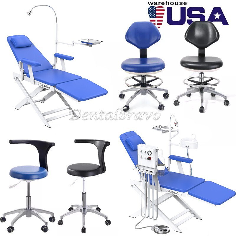 Portable Dental Folding Chair LED Light Air Turbine Unit /Doctor Assistant Stool