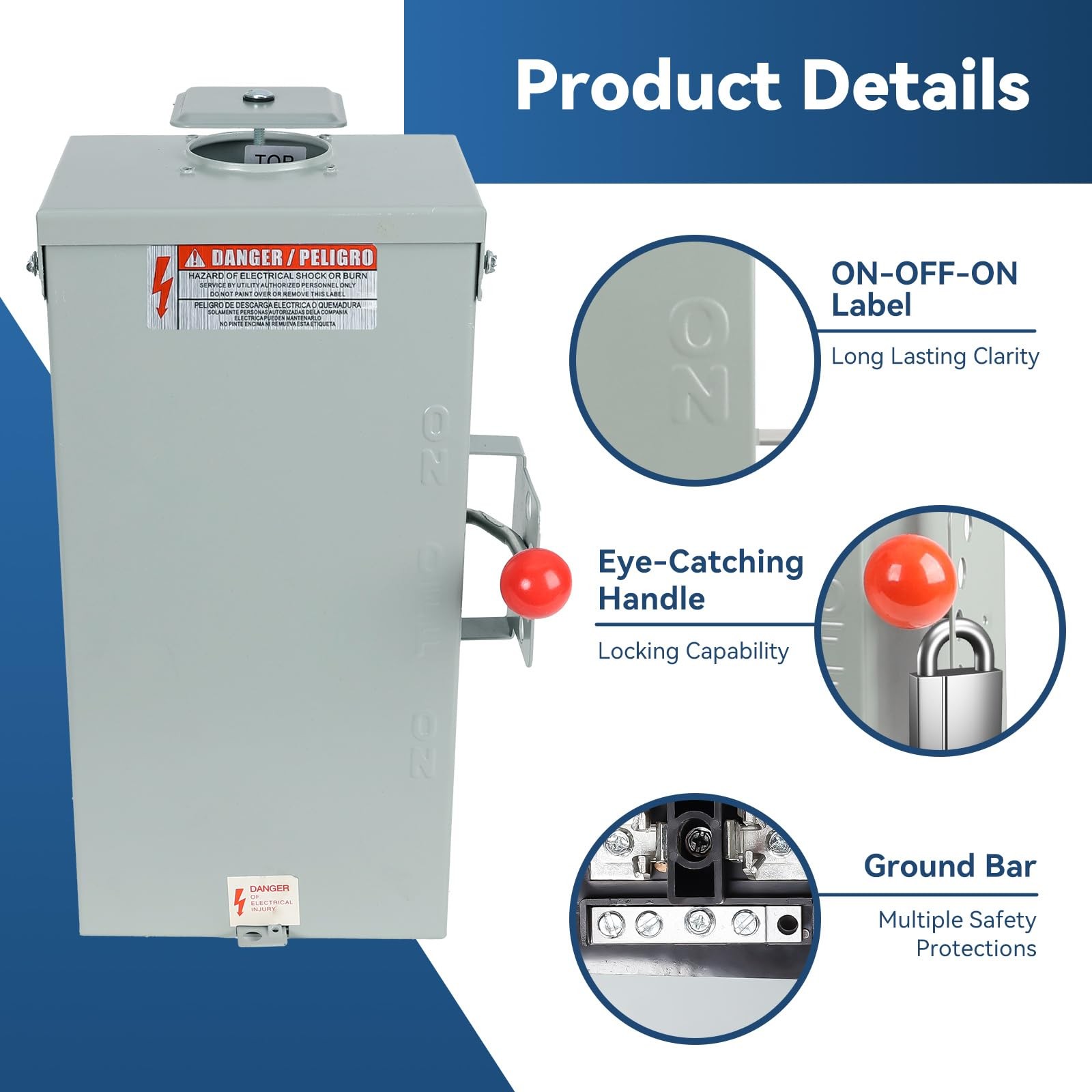 100A Generator Transfer Switch,24000W General-Duty Double-Throw Safety Switch...