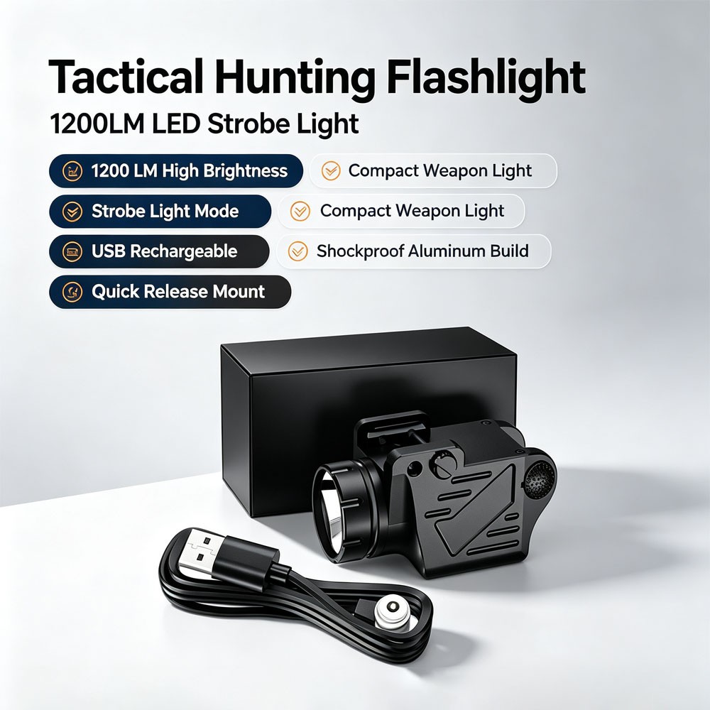Tactical Hunting Flashlight 1200LM LED Strobe Light For GL/1913 Glock Handgun