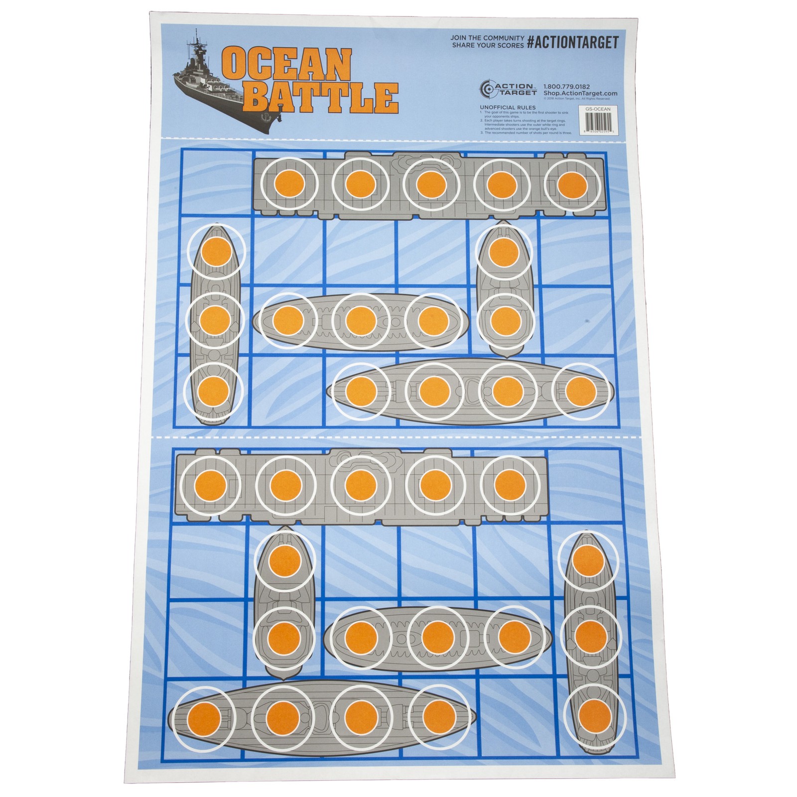 Action Target Ocean Battle Ships Paper Target 23x35 Blue Gray Red 100 Pack