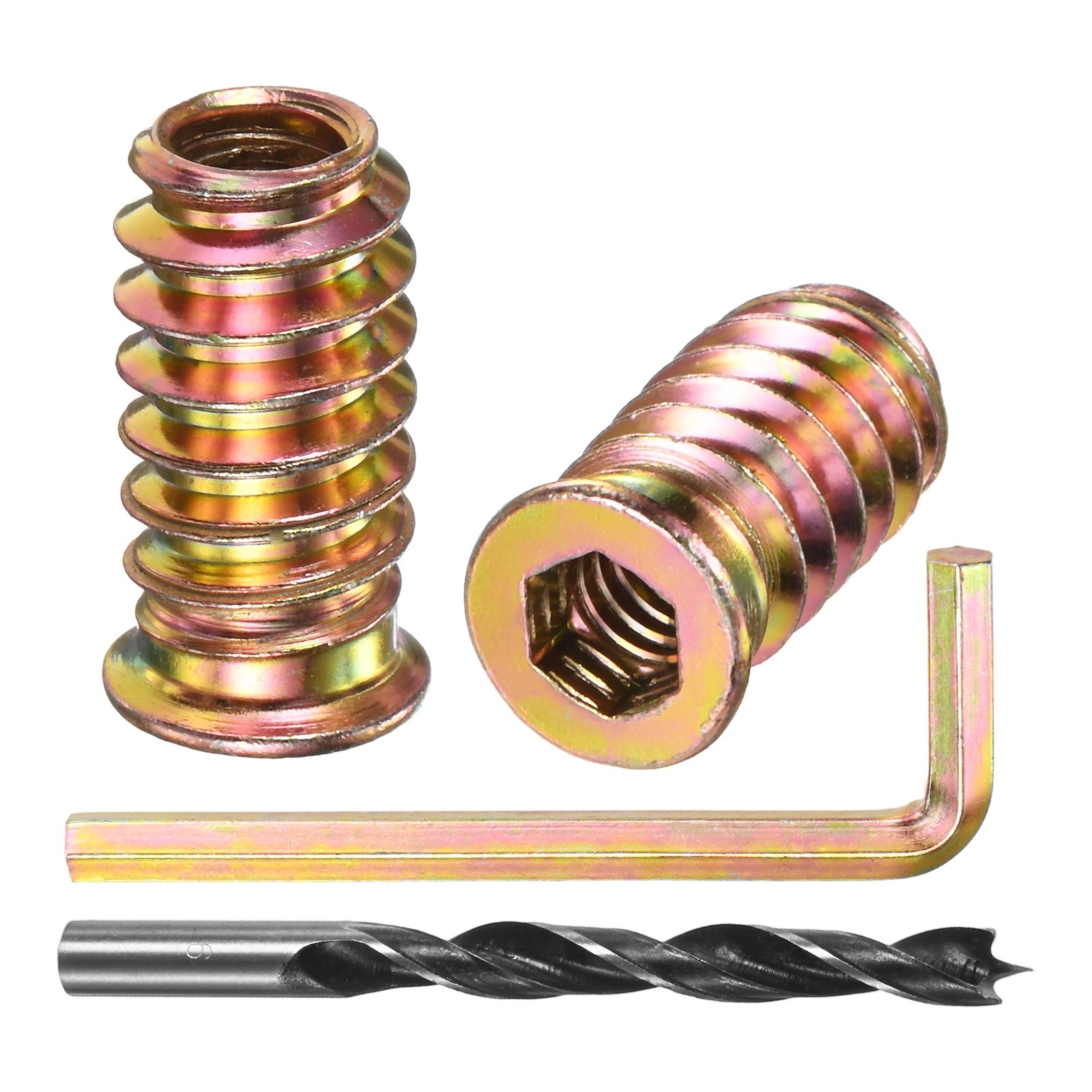40-Pack Threaded Inserts, 1/4-20x20mm Nuts with A Wrench and Drill Bit [Gold]