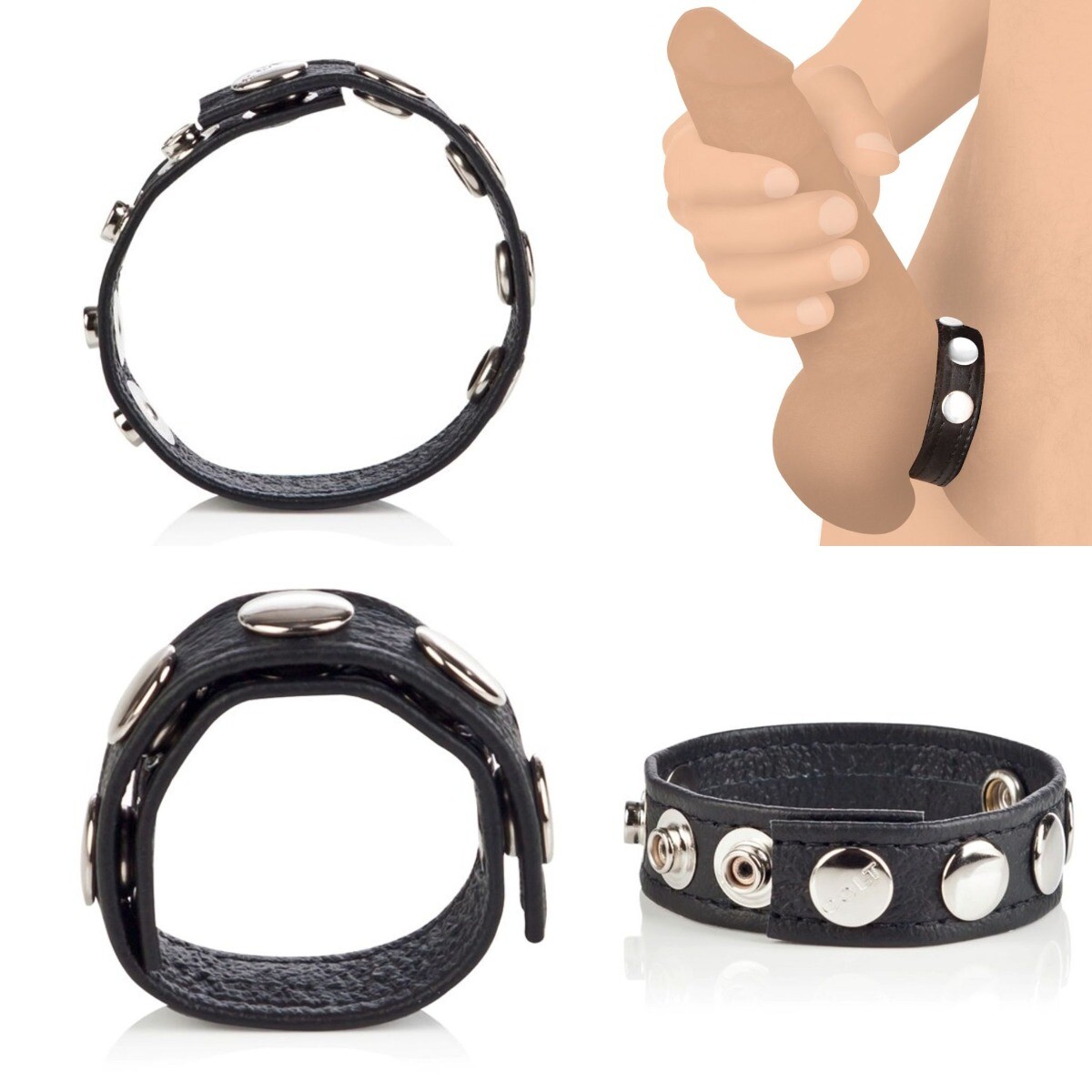 COLT Adjustable 5 Snap Leather Penis Erection Enhancer Cock Balls Strap Ring