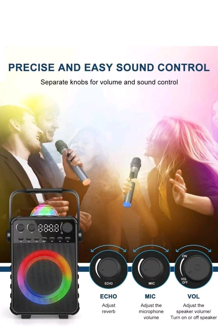Amazmic Karaoke Machine with 2 Wireless Microphones,