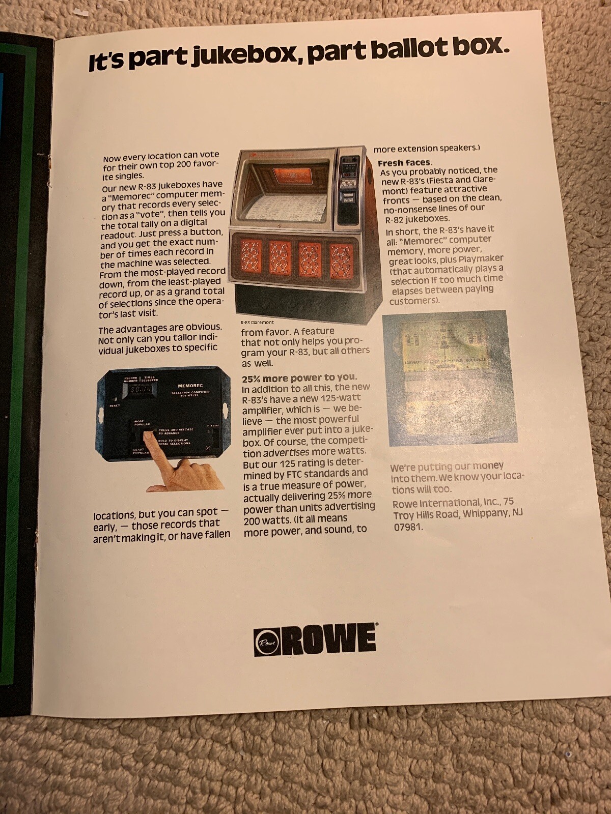 11-8 1/4” Rowe R-83 Jukebox FLYER
