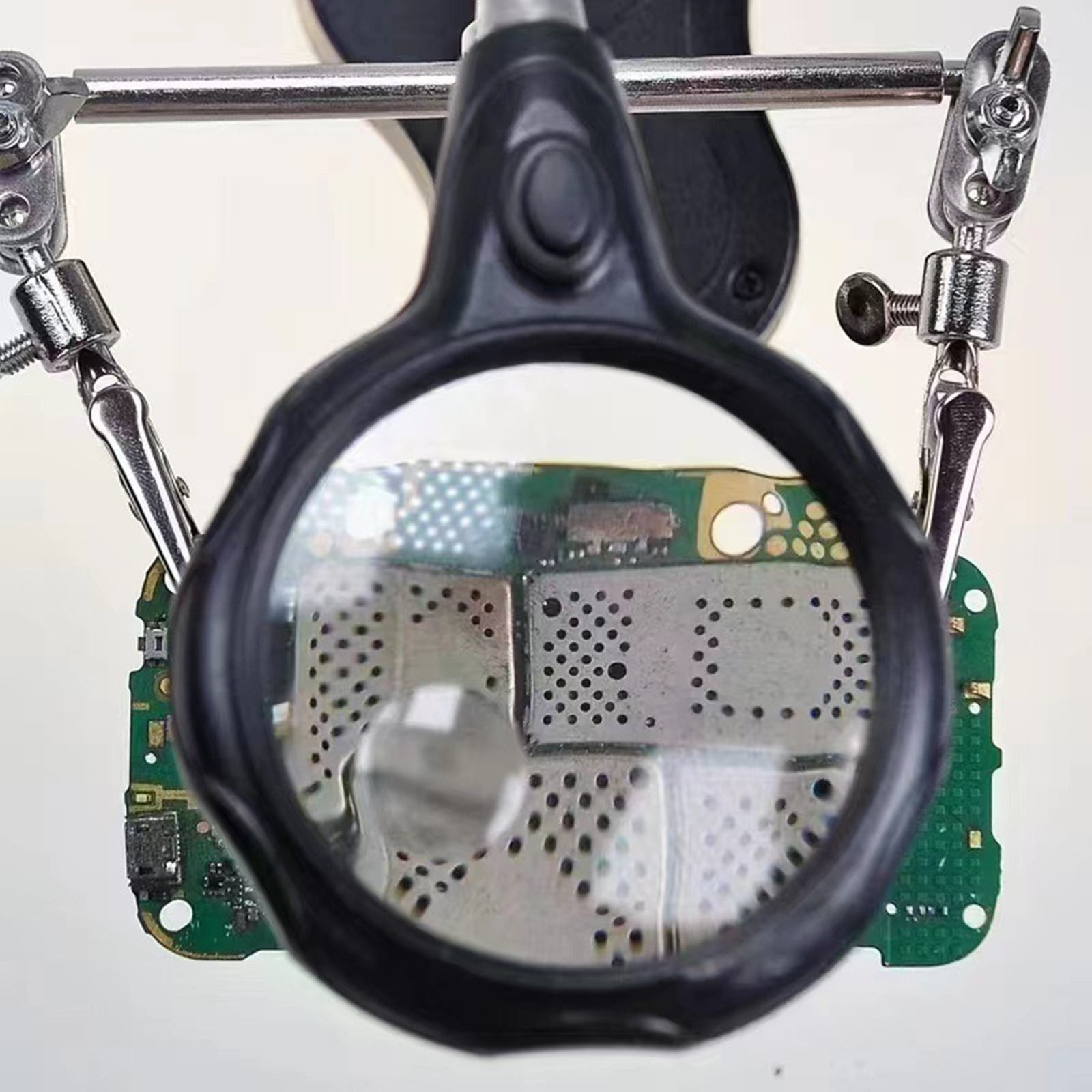 Adjustable Crocodile Clips Soldering Stand with Magnifier&LED for Precision Work