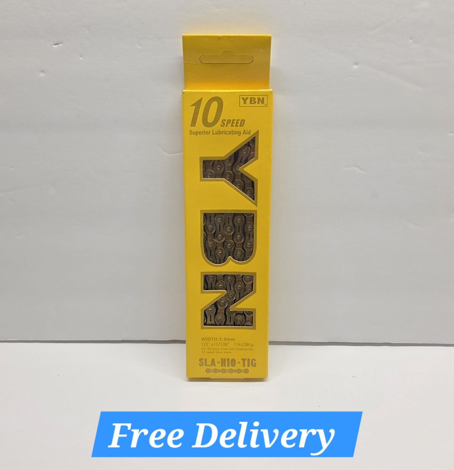 YBN SLA-H10-TIG 10 Speed Bike Bicycle Chain 116L Link (Gold) 10S