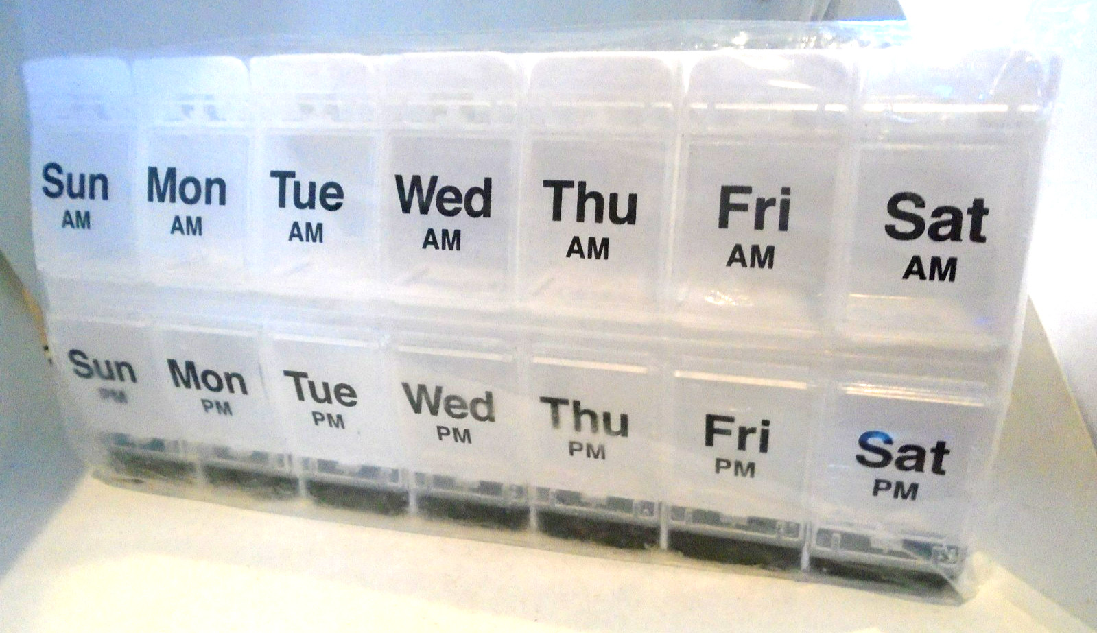 Weekly Pill Planner Organizer XL Easy Use AM/PM With Push Button 7 Day Box Case